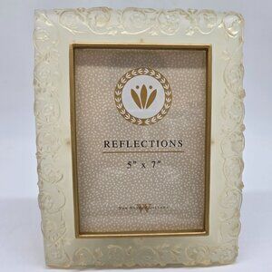 Elegant Embossed Transparent Floral Photo Frame With Gold Trim For 5"x7" Acrylic
